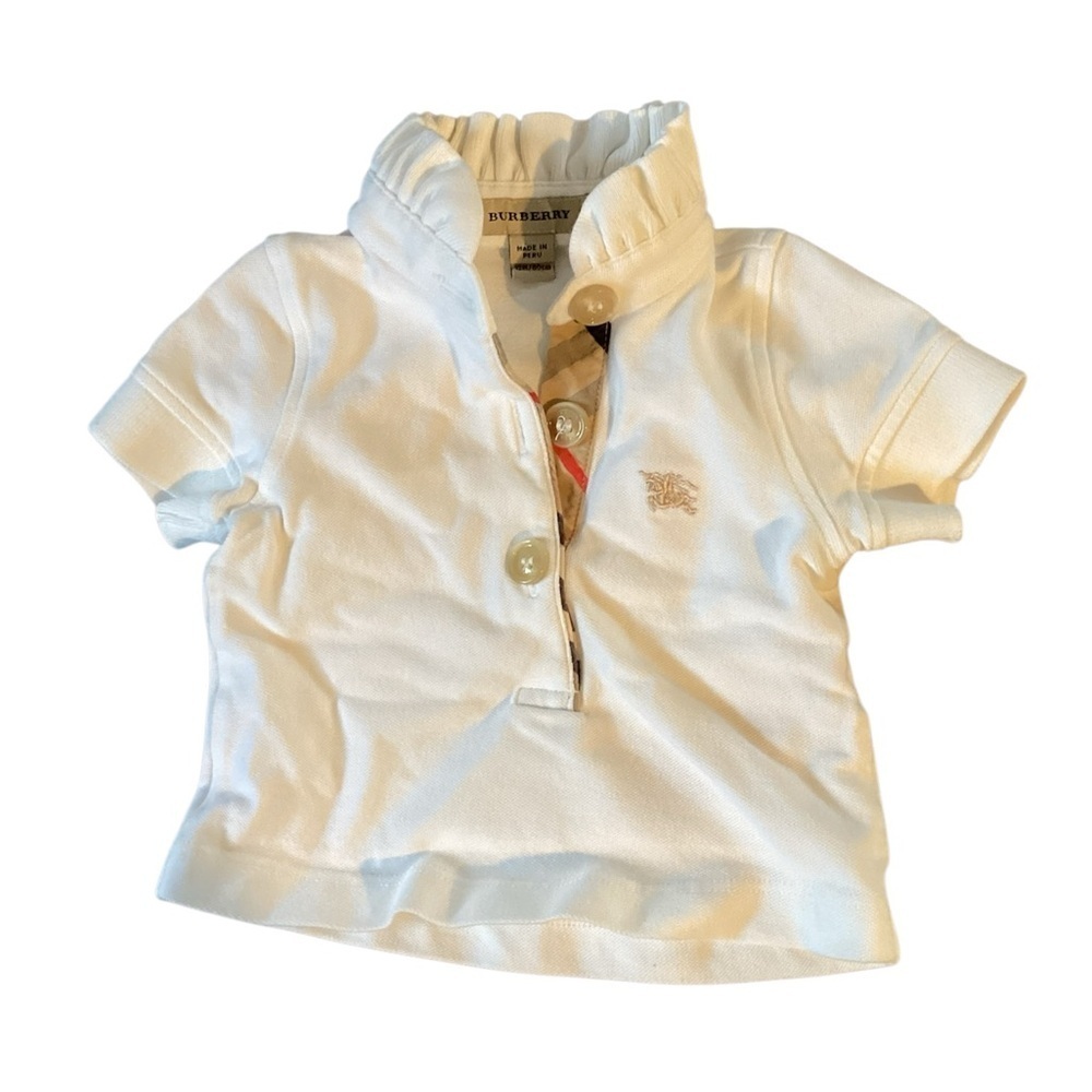 #99 Burberry White Button Down Shirt Classic Design 12m girls